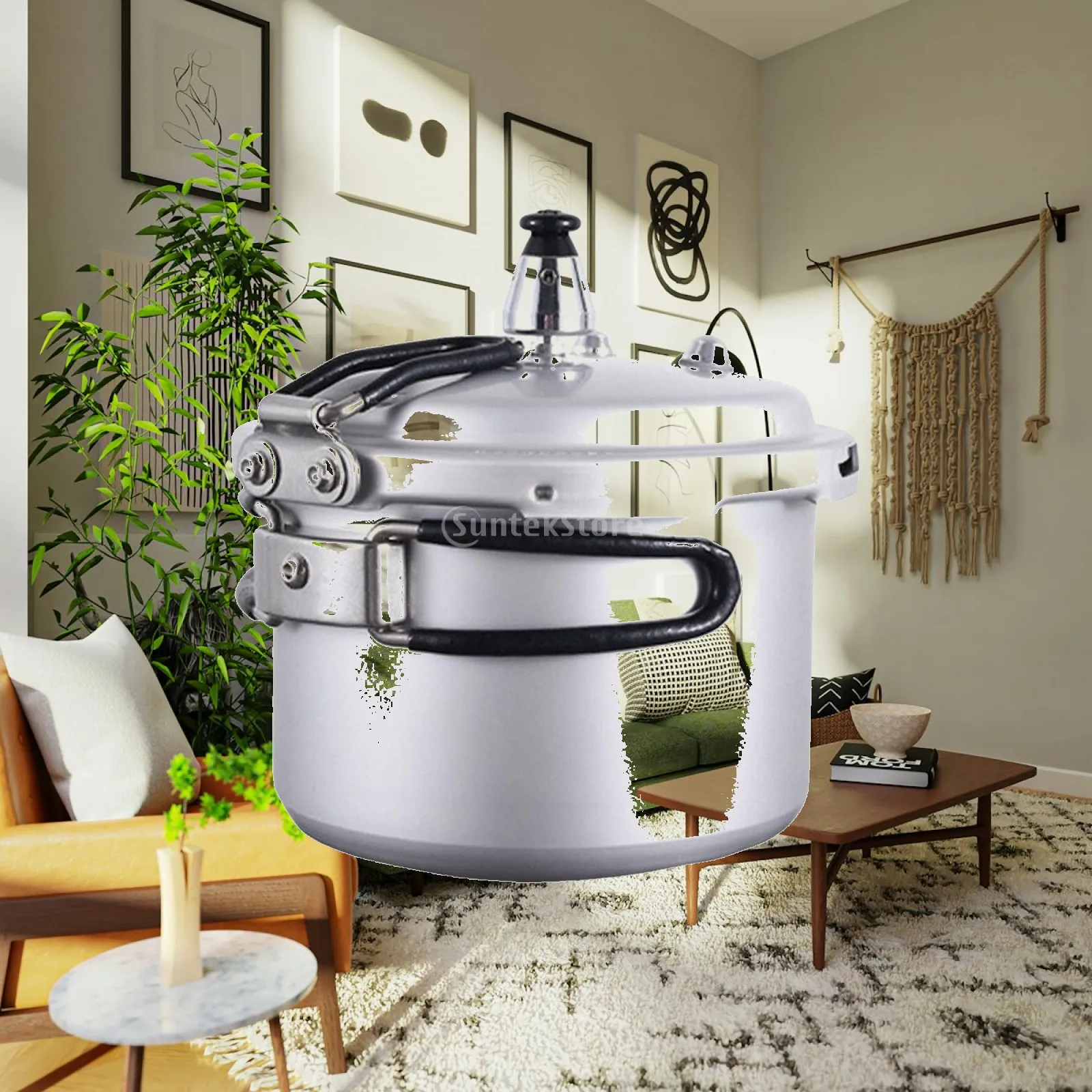 Aluminum Pressure Cooker Foldable Pressure Cooker with Folding Handles Pot Safe Cookware Long-Lasting for Campers, Camping
