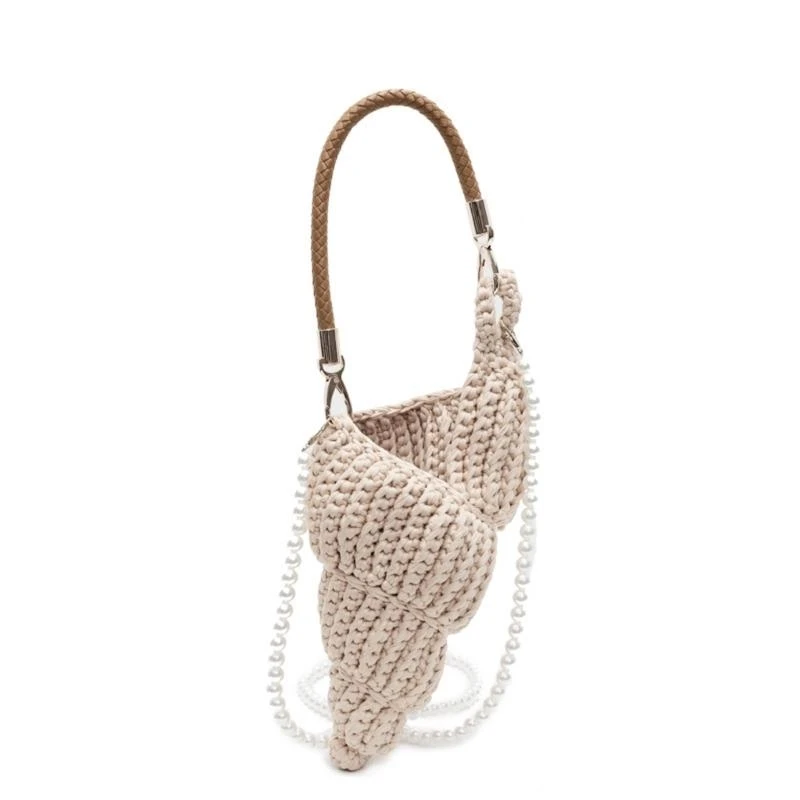 

A3PE Women Shoulder Bag Handwoven Crossbody Bag with Pearls Strap Fashion Handbag