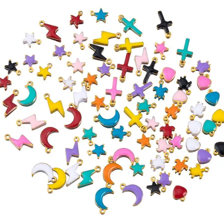 

10 шт., эмаль из нержавеющей стали, красочный маленький шарм, подвеска в виде черепахи, звезды и креста для DIY, ожерелье, серьги, принадлежности для изготовления ювелирных изделий