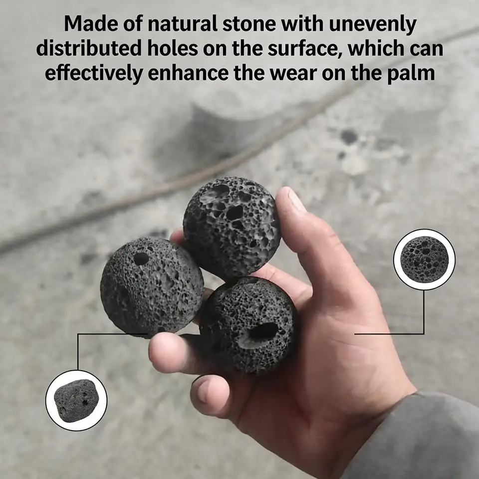 1/2 pièces Balle de renforcement de la préhension en pierre volcanique, anti-transpiration, pour l'entraînement à l'escalade et la thérapie de récupération musculaire