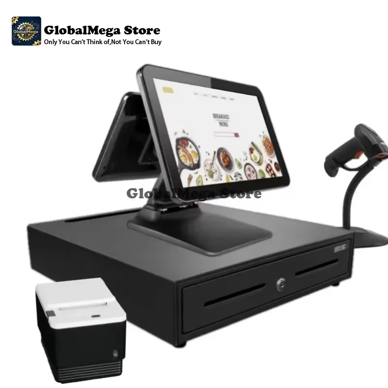 2026 Latest Foldable POS Terminal 15.6 Inch Touchscreen Android Windows Compatible Cash Register with Metal Housing Portable
