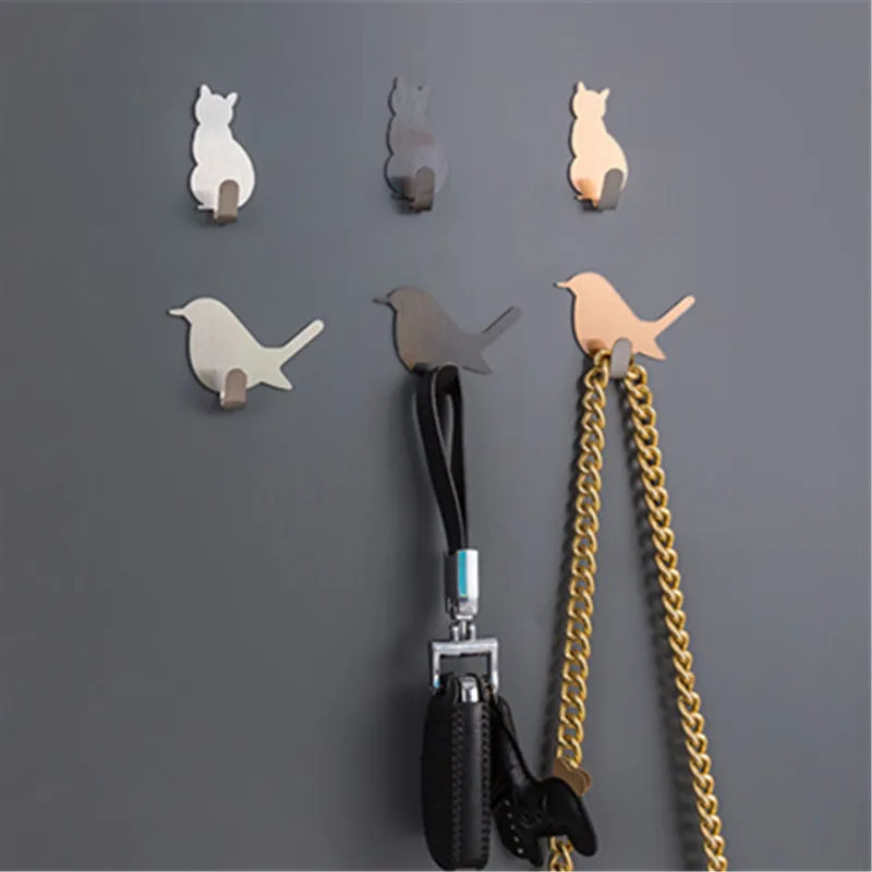 2pcs Self Adhesive Hooks Cat Pattern Storage Holder for Bathroom Kitchen Hanger Stick on Wall Hanging Door Clothes Towel Racks