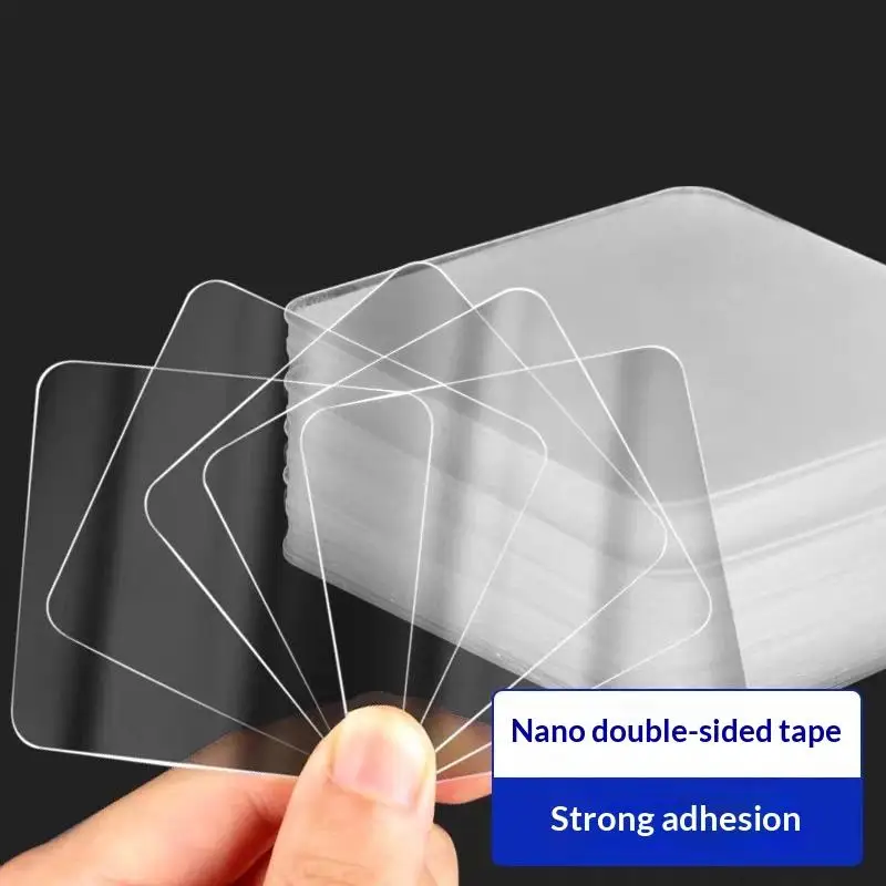 Ultra-strong Glue Double Sided Adhesive Tape Transparent Square Wall Stickers Patch For Bathroom Seamless Waterproof Nano Tapes