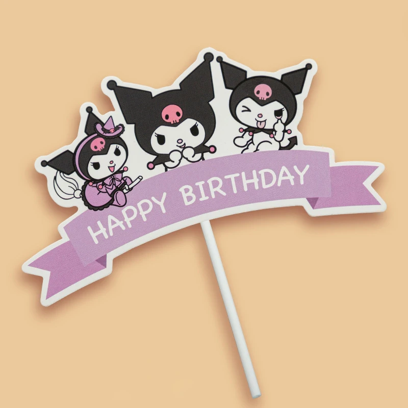 Kuromi เค้ก Topper อะนิเมะ Action Figure Sanrio ธง Happy วันเกิด Kuromi เค้กตกแต่งสาวอาบน้ําเด็กของเล่นเด็กของขวัญ