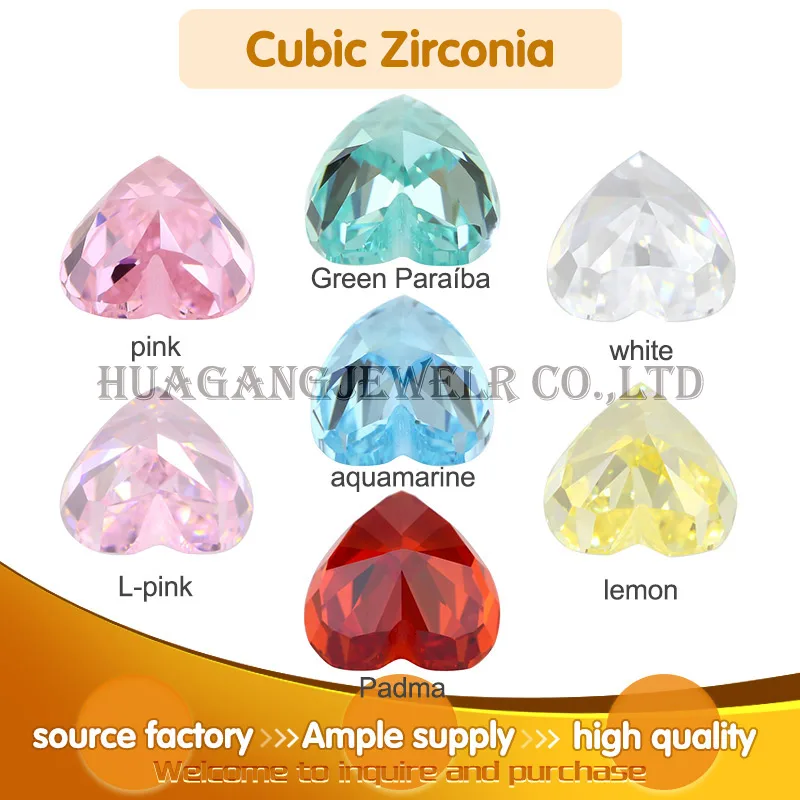 Synthetic gems 9A Top Quality heart-shaped ice Cut Synthetic Cubic Zirconia Stone Pink Yellow Blue Synthetic Gemstone