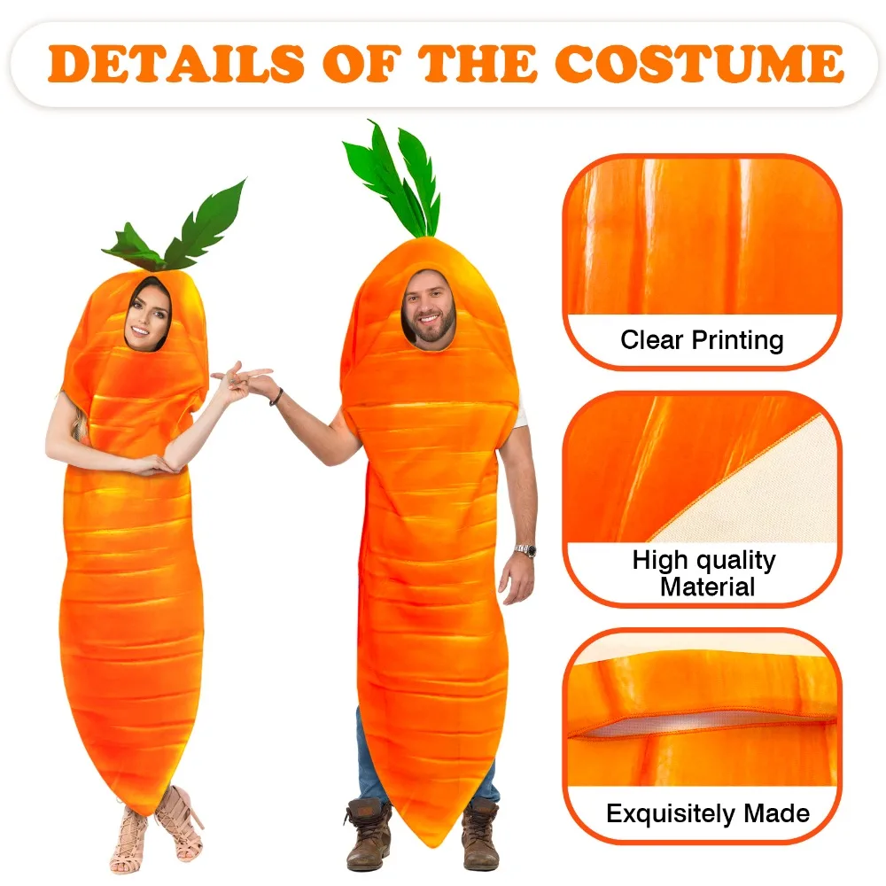 

Vegetable Cosplay Clothes Orange Carrot Role Play Outfit Halloween Novelties Cosplay Costume Adult Carrot Lemon Funny Fruits