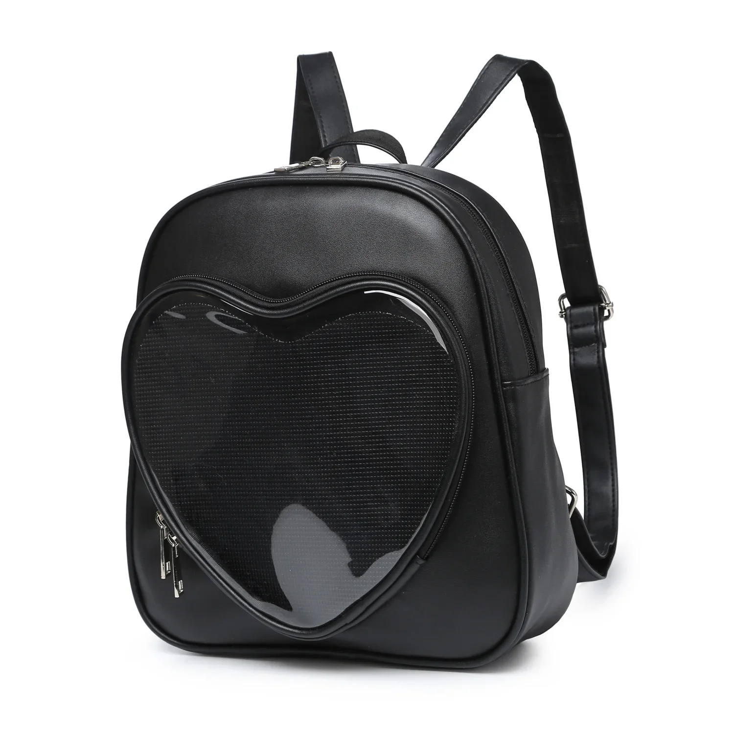 Mochila de hombro Simple Casual Love Ita, bolso de hombro Jk Daily Slung, bolso transparente de exhibición de Pu