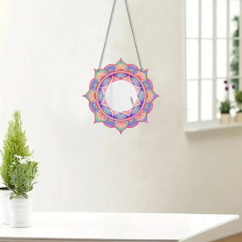 1 Piece Special Shape Mandala Pattern Mirror DIY Diamond Art Painting Kit - Adult Diamond Painting Kit with Crystal Diamonds view 3