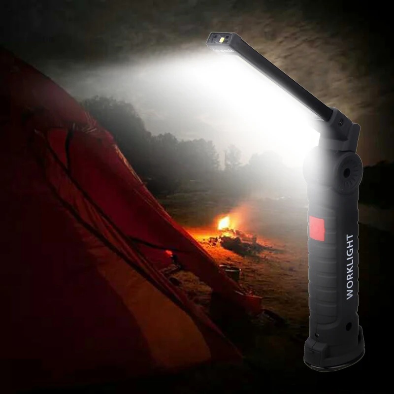 Portable COB USB LED Rechargeable Work Light Magnet Flashlight Torch Lamp