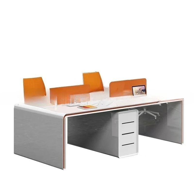 Simple office desk and chair combination simple modern screen card seat 2/4/6 staff station paint desk