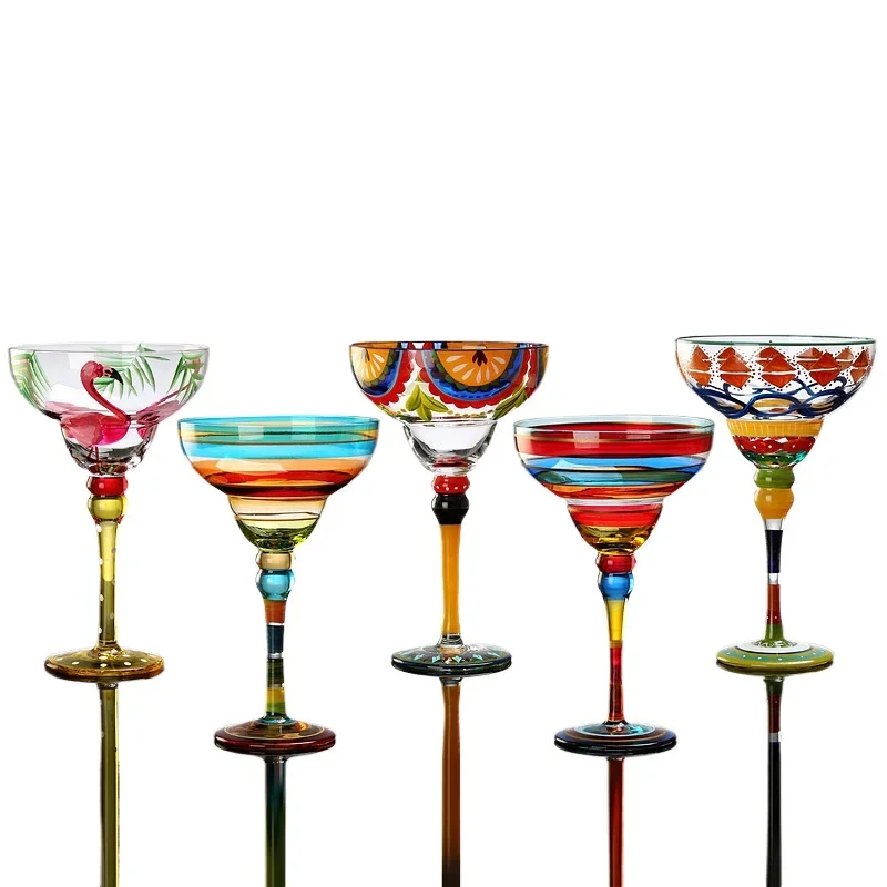

Restaurant Bar Drink Utensils Hand Painted Aluminum Tower Cocktail Glass ##