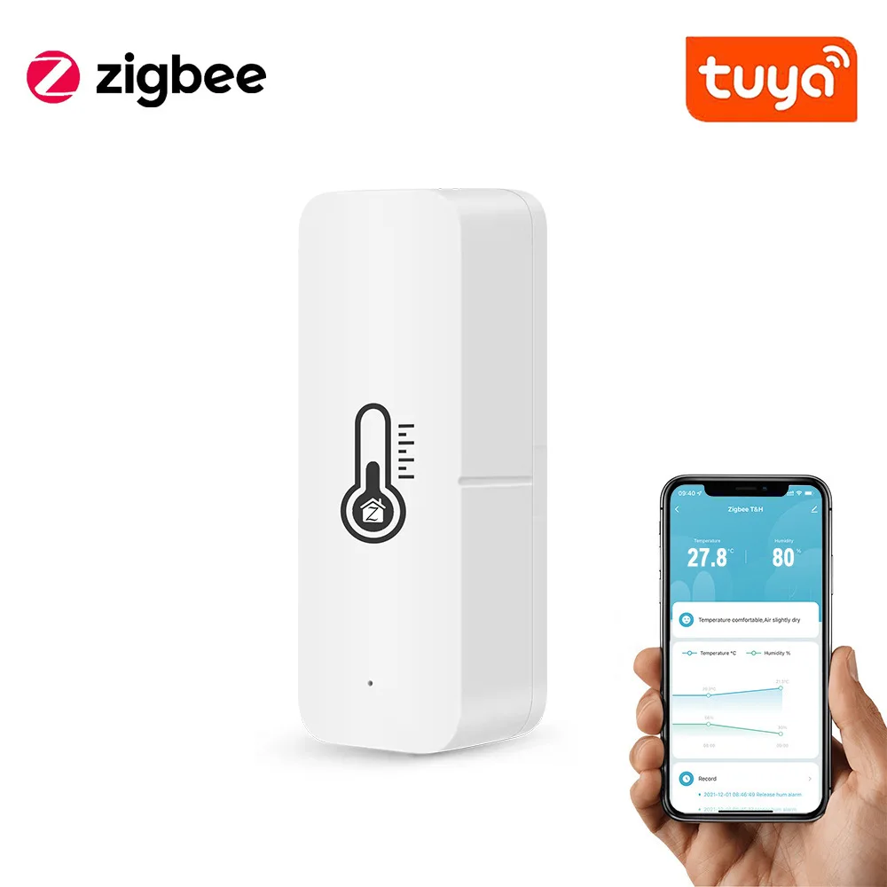 Tuya Zigbee or WiFi Temperature Humidity Sensor Home Connected Thermometer Compatible With Smart Life Alexa Google Assistant