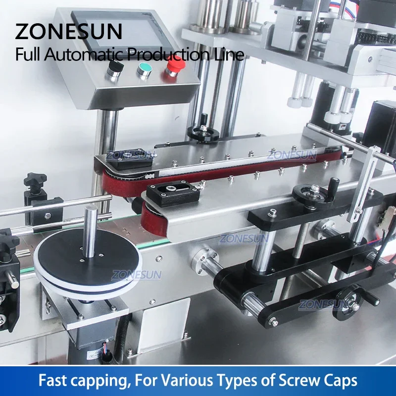 ZONESUN ZS-FAL180P4 ジュースオイル自動蜂蜜プラスチックラウンドボトル液体スクリュー充填キャッピングおよびラベリングマシン