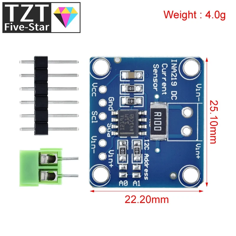 TZT INA219 I2C Zero Drift Bi-directional Current Power Supply Sensor Breakout Monitoring Module