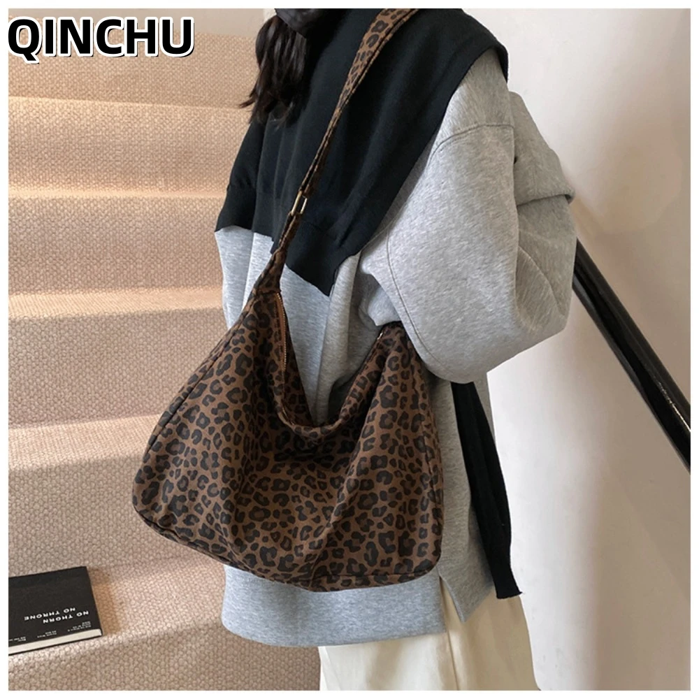 

QINCHU Leopard Print Large-capacity Tote Bags Women's Bag Fashionable Commuter Shoulder Bag Handbag 2026