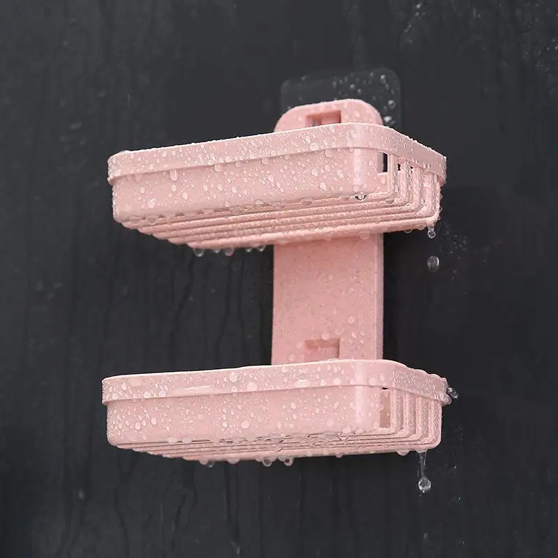 Wheat Straw Non-trace Stick Soap Box Bathroom Suction Cup No-punch Soap Holder Wall-mounted Soap Box Soap Holder Drainage