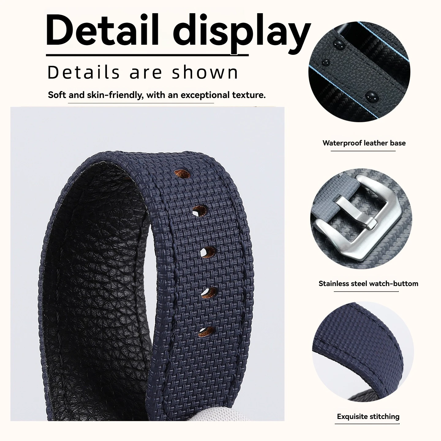 Suitable for Panerai watchband men's nylon braided pattern fluorine rubber watch strap Lumino Radamel wristband accessories
