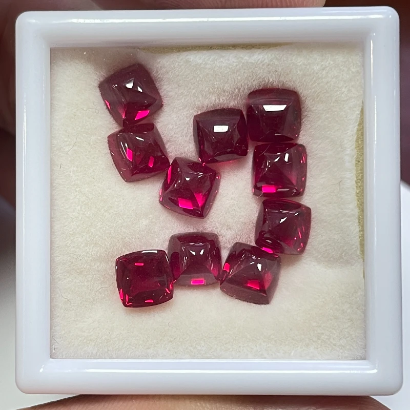 Im Labor gezüchteter Edelstein, Rubin und Zambian, Grün und Taubenblut, rote Farbe, Zuckerbodenform, DIY-Schmuckherstellungsmaterial, Zertifikat – Detail 6