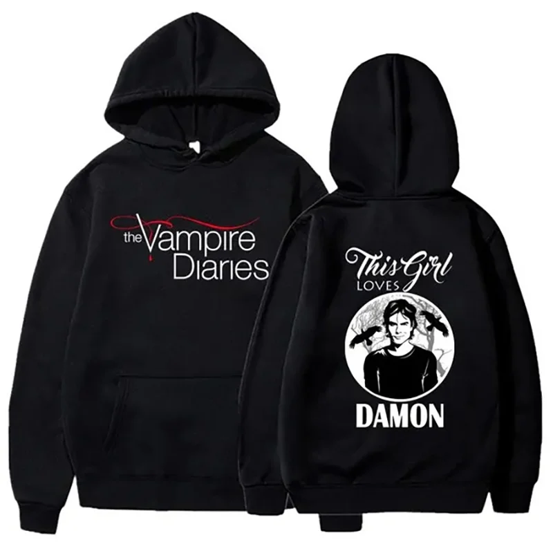 The Vampire Diaries Hoodies Women Fashion Personality Hooded Sweatshirt Casual Outdoor Loose Long Sleeve Pullover Korean Couple