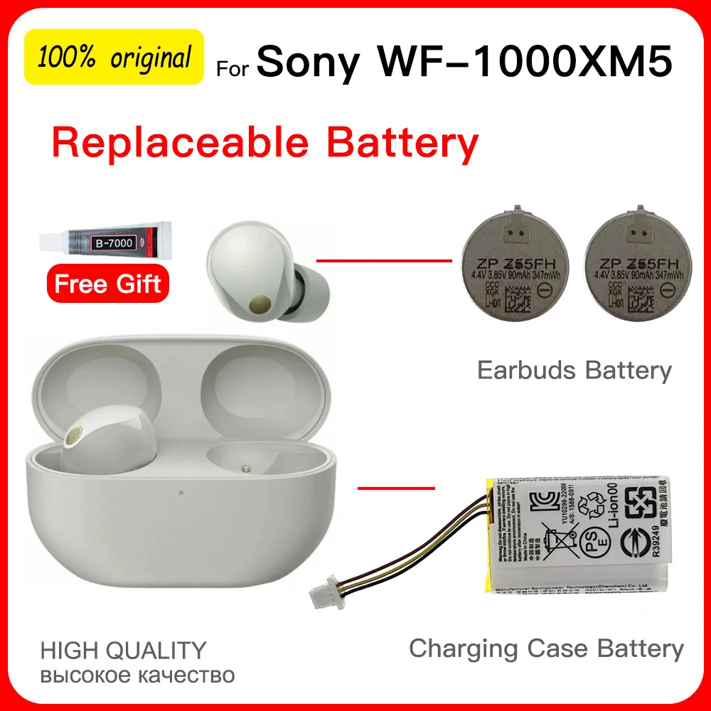 

Original ZeniPower ZP Z55FH 3.85V 90mAh Replacement Battery For Sony WF-1000XM5 XM5 TWS Earphone Repair Parts Batteries Batteria