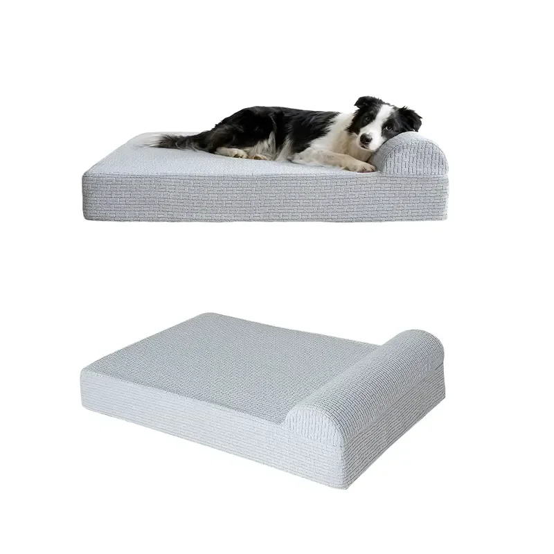 Lit pour chien en mousse à mémoire de forme personnalisé, rectangulaire, jacquard, avec housse amovible lavable, canapé pour animaux de compagnie