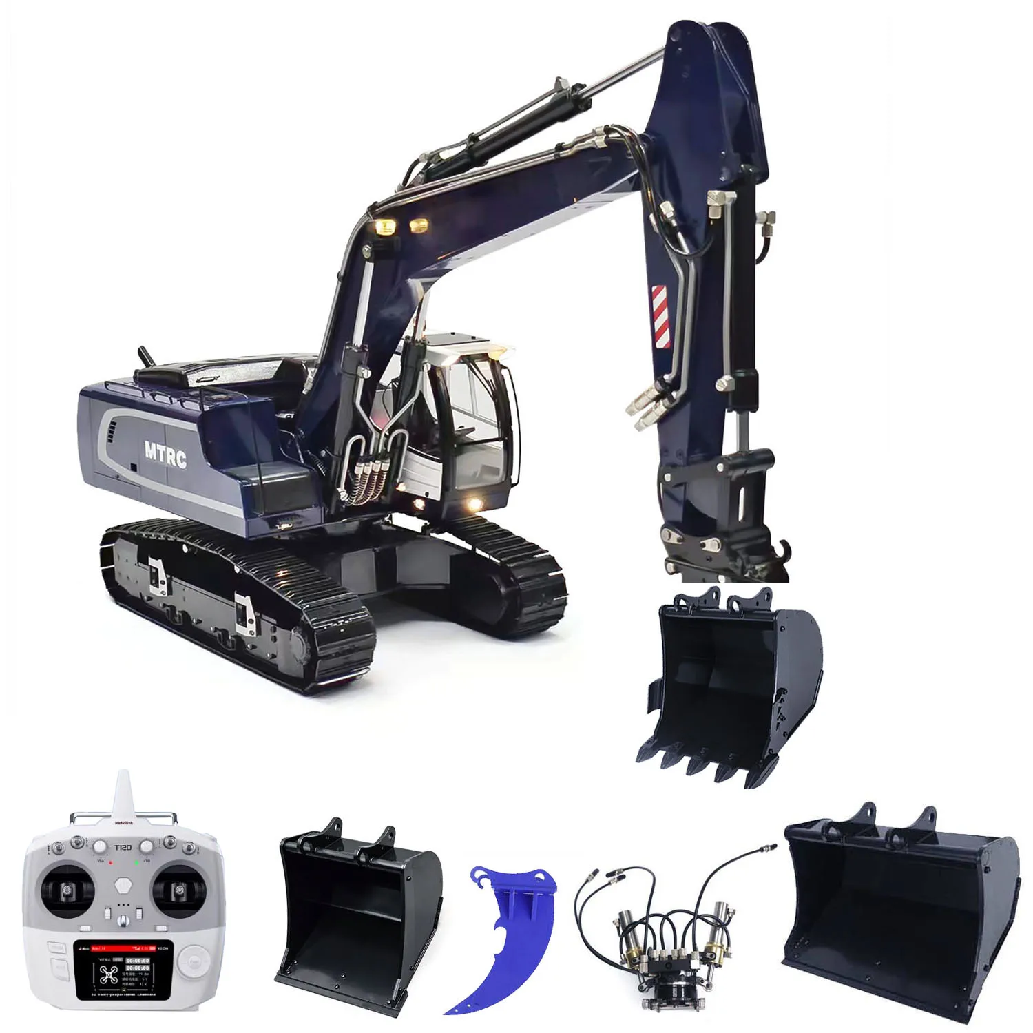 1/14 Metallo R946 Idraulico RC Escavatore Radiocomandato Scavatore Grab Secchio Ripper Verniciato Finito Camion Veicolo Giocattolo Modello TH23284