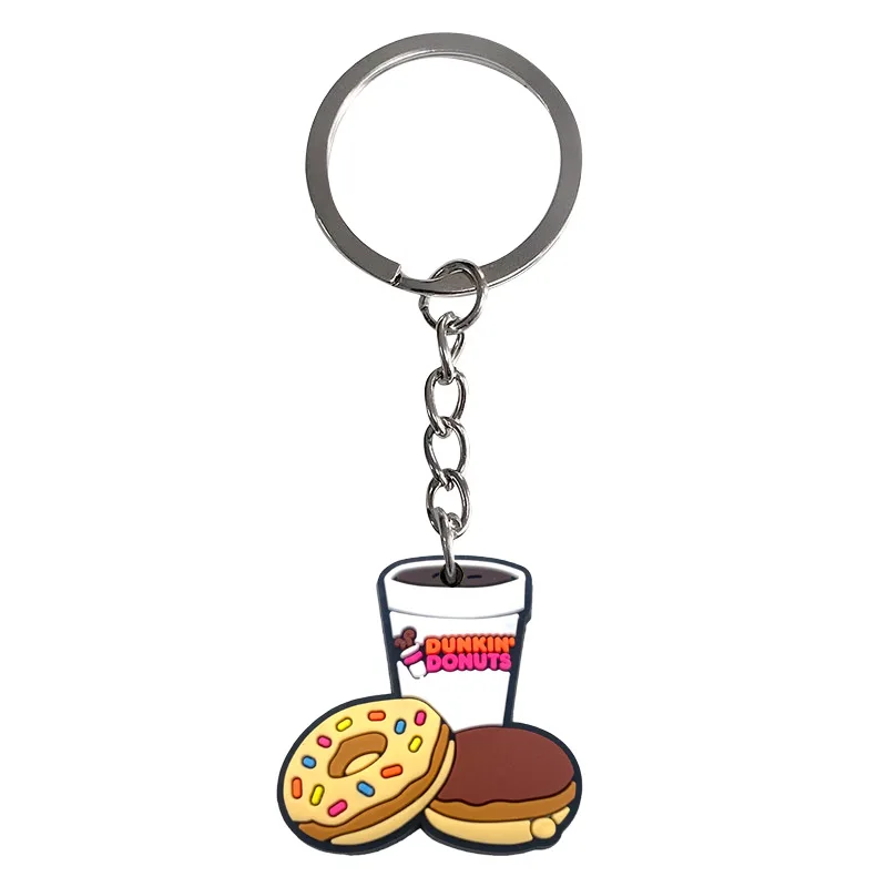 Niedlicher Cartoon-Schlüsselanhänger: Mini-Donut und Getränk-Modell, Plastik-Schlüsselring, Süßer Taschenanhänger, Trendiges Geschenk – Detail 12