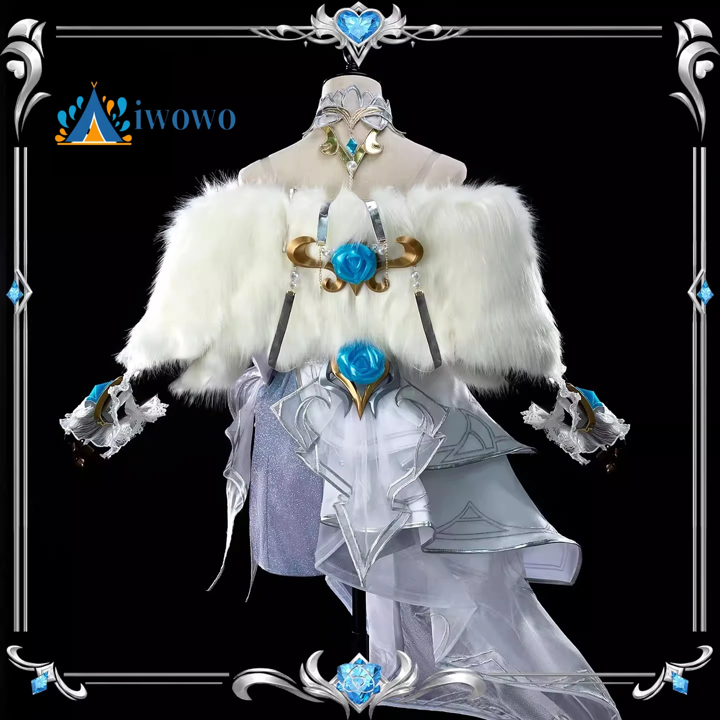 Kristallrose Ahri ‌   Game LOL Cosplay Kostüm Damen Wunderschönes Schal-Kleid Karneval Halloween Weihnachten Anime Rollenspiel Outfit