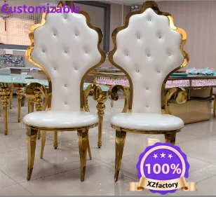 Customizable Stainless Steel Wedding Furniture, Bride and Groom Master Chair for Wedding, Gold High Back Chair
