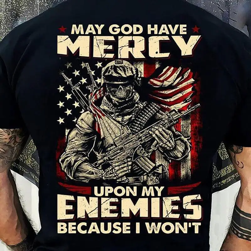 Мужская футболка May God Have Mercy Upon My Enemies, потому что я не ветеран США