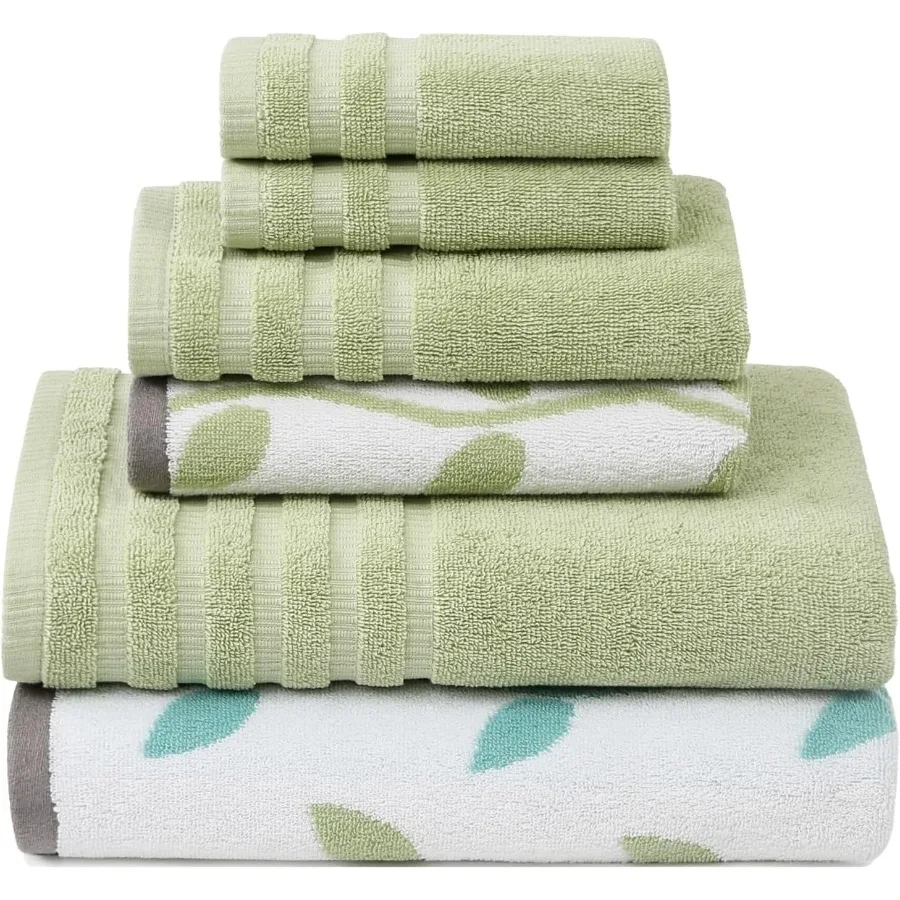 

Organic Vines 6Piece 100 Cotton Towel Set Yarn Dyed Jacquard Solid Ideal for Bathroom and Spa Use Includes 2 Bath Towels 2 Hand