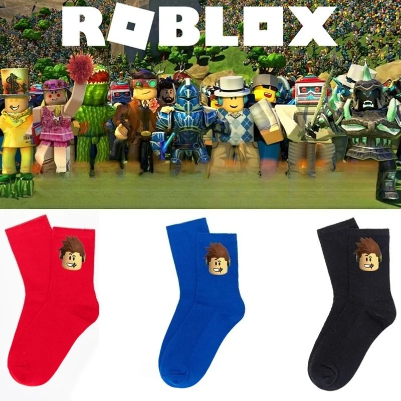 ROBLOX креативные носки с героями мультфильмов для мужчин и женщин, осенне-зимние чулки средней длины ярких цветов, декоративные предметы первой необходимости