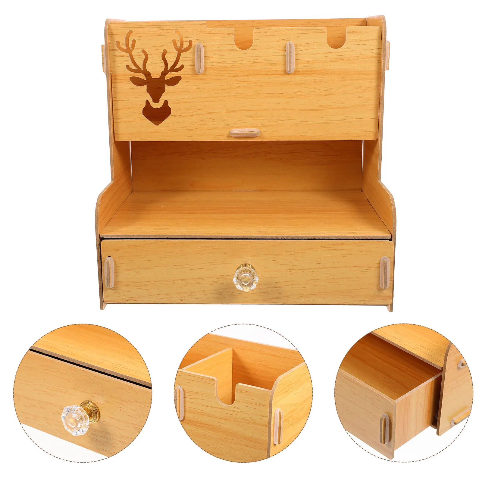 

Wooden Desk Organizer Multi-Compartment Desktop Storage Box Pen Pencil Holder Stationery Storage Rack Office Study Sundries