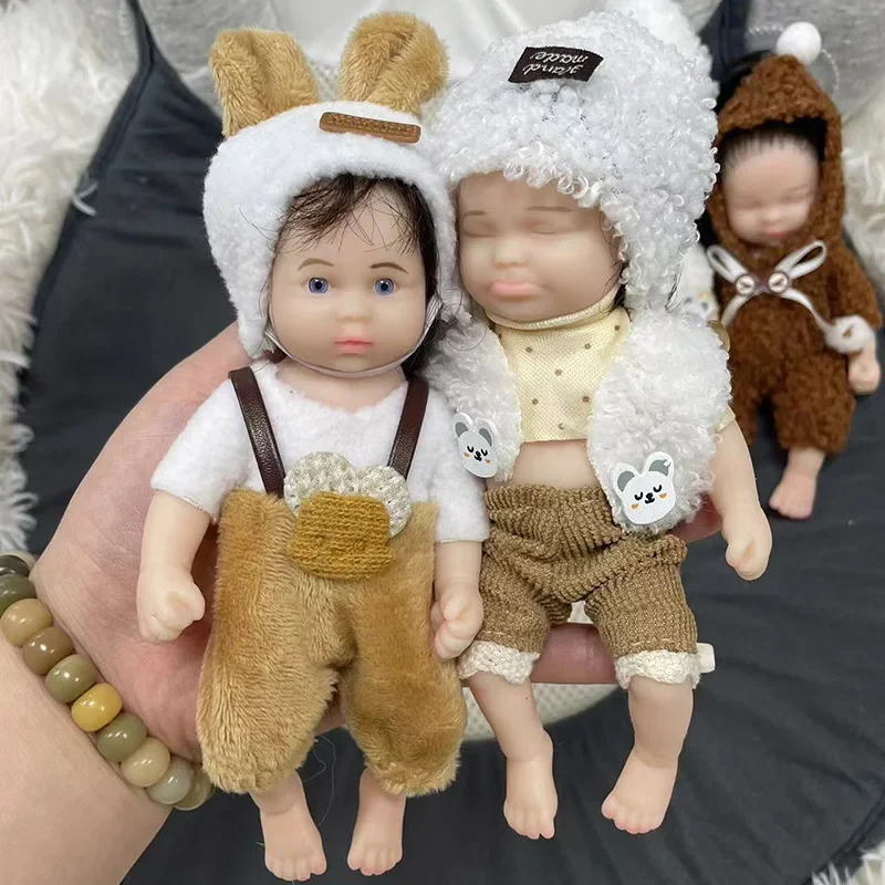 Full Body Silicone Reborn Baby Doll, cabelo enraizado, realista, macio, sólido, Stretchable, Imagem real, brinquedo do miúdo, 18cm