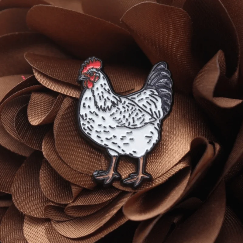 1pc Cute Chicken Enamel Pin, Farm Animal - Themed Brooch for Bags, Jackets, Hats, Fun Poultry Accessory, Gift for Animal Lovers