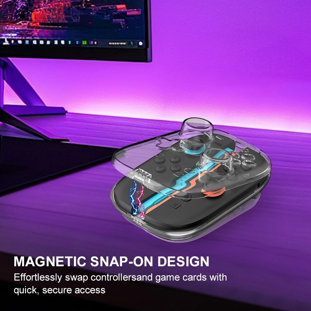 غلاف تخزين شفاف بإبزيم مغناطيسي حافظة واقية مضادة للصدمات صندوق تخزين لوحدة التحكم في الألعاب Switch 2