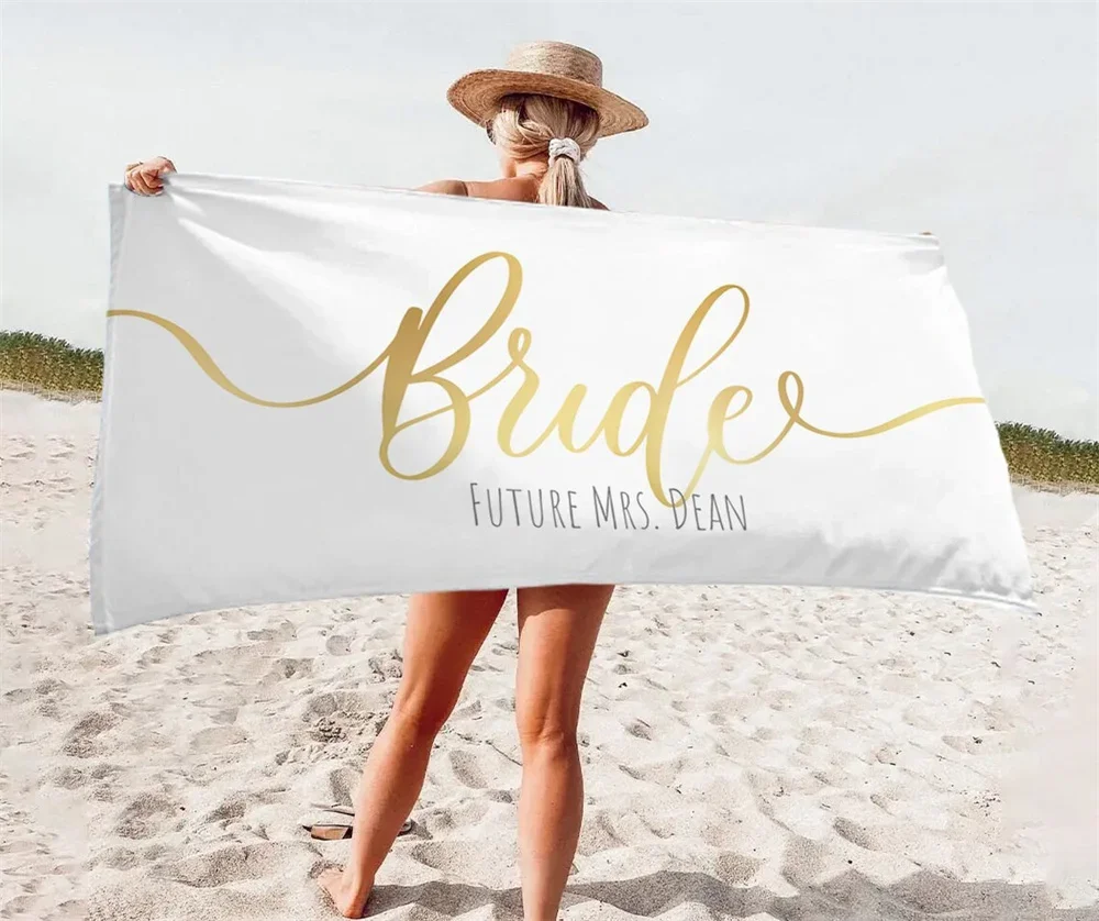 Personalized Miss To Mrs Beach Towel Bride Beach Towel Name Beach Towel Bride Pool Towel Bridal Shower/Wedding Party Favors