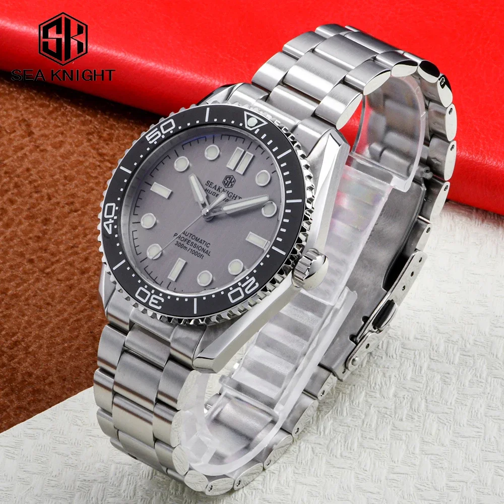SEA KNIGHT NH35 Movement Men's Diving Watches C3 Luminous 316L Stainless Steel Sapphire Crystal 300M Waterproof Mechanical Watch