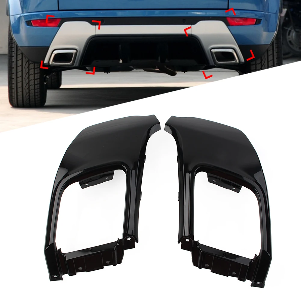 1 Pair Glossy Black Car Rear Bumper Tail Throat Exhaust Pipe Trim For Land Rover Range Rover Evoque 2010-2018 ABS Plastic