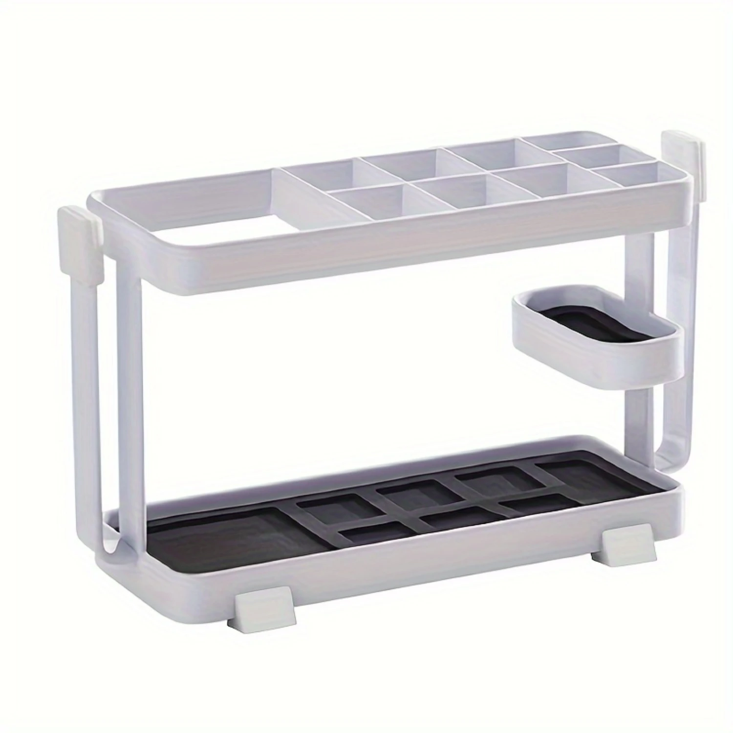 Countertop Toothbrush Holder with Bathroom Organizer Rack - Space-Saving, Easy to Clean Washroom Storage for Toothpaste & Cups (