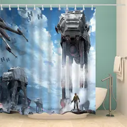 Star Galaxy War Space Shower Curtain Blue Sky Troopers Panel Polyester Waterproof Fabric Plastic Hook Included