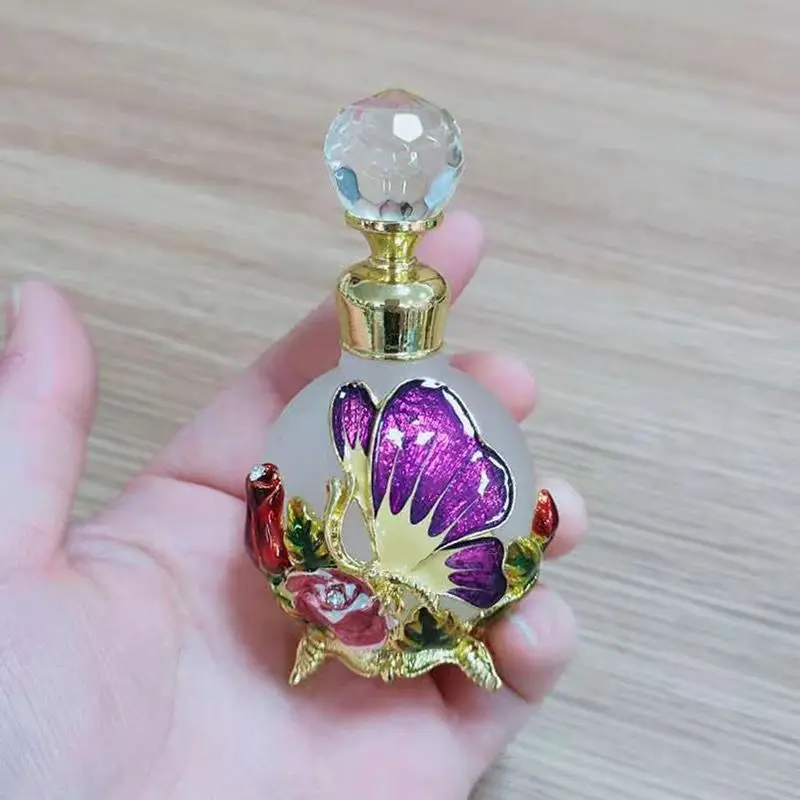 Arabian Style 25ml Vintage Perfume Bottle  Antique Butterfly Metal Empty Glass Dropper Women Girl Gift