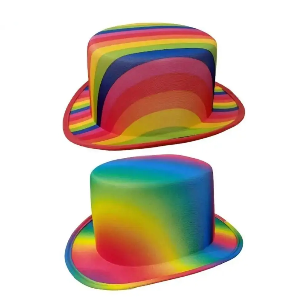 New Rainbow Rainbow Top Hat Striped Lightweight Striped Magic Hat Colorful Party Costume Hat Stage Performance