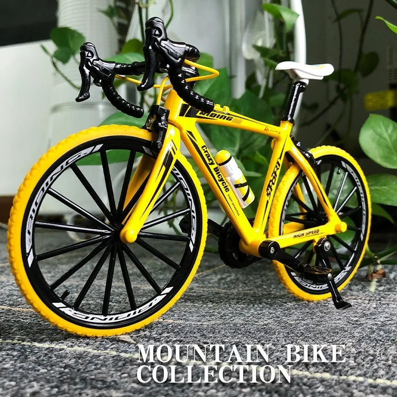 Mini liga mountain bike dedo modelo de bicicleta brinquedo decoração de mesa artesanato para amantes de ciclismo escala 1:10 fundido
