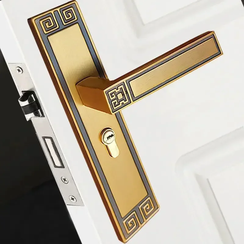 New Universal Type Indoor Room Old-fashioned Door Lock Silent Set Household Wooden Door 35-45mm Chinese Wind Door Lock Bedroom