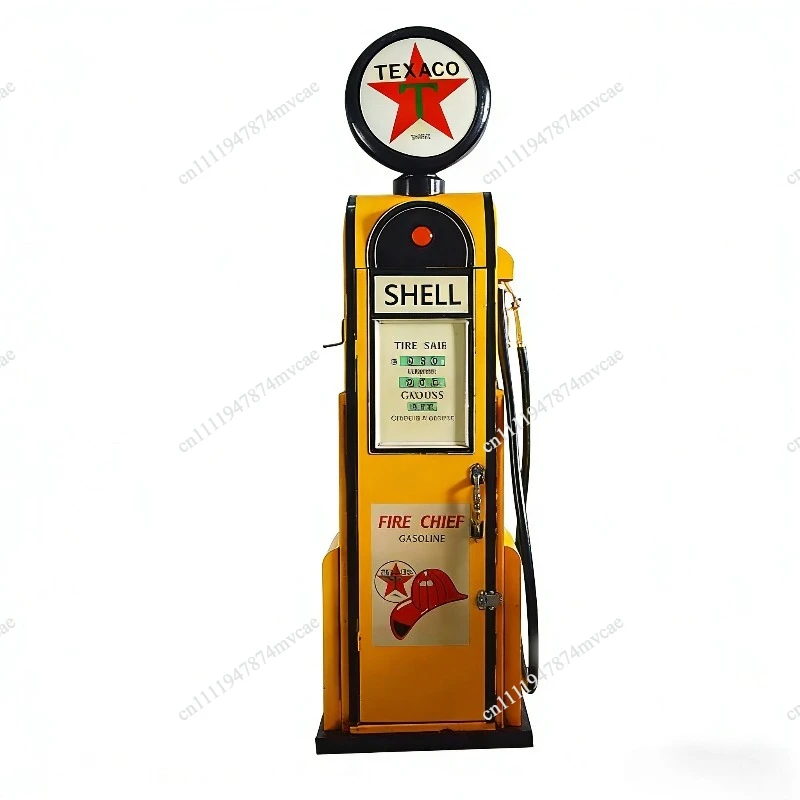 Retro ironwork ornaments,handmade metal locker creative home Retro wrought iron refueling machine model ornament