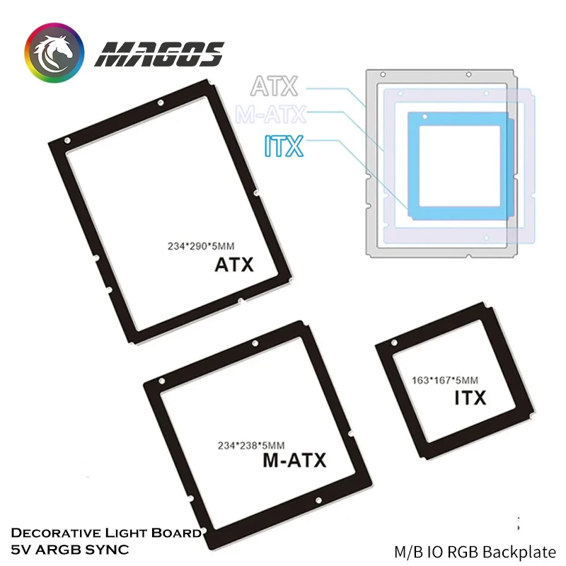 Ramka oświetleniowa płyty głównej ARGB dla ATX MATX ITX, płyta tylna DIY M/B IO RGB, dekoracyjny panel szafki PC dla malucha AURA SYNC — zdjęcie produktu 2