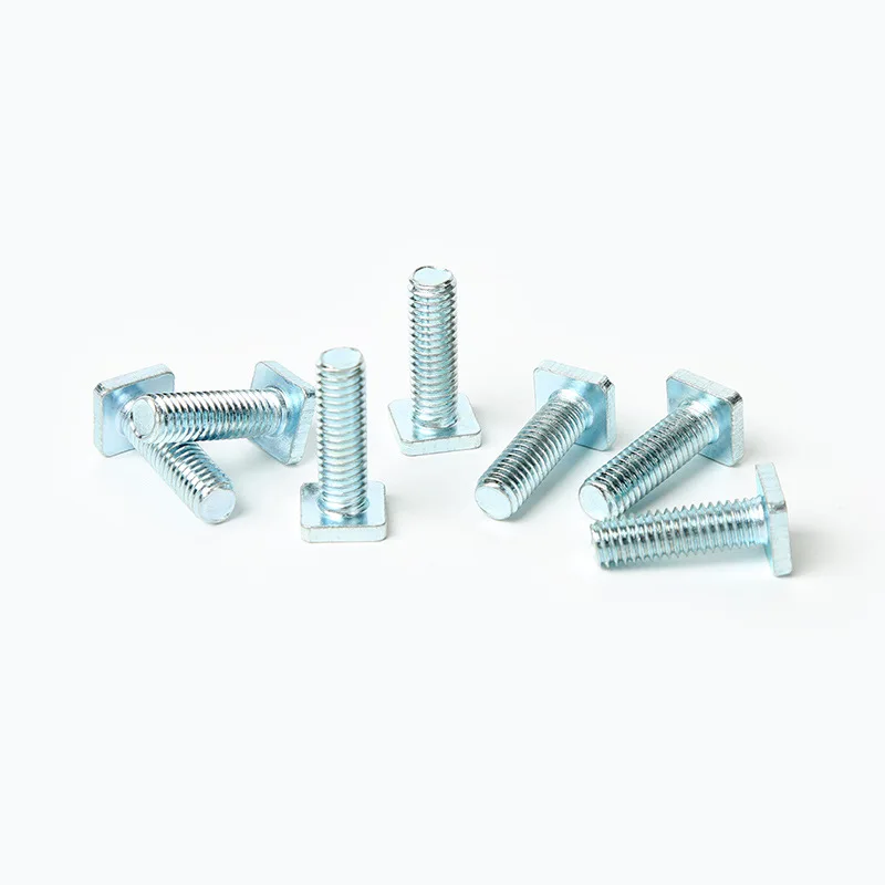 100pcs Square Flat Head Bolts 4.8 Level Galvanized T Shape Screw Stud M4 M5 M6 Chute Rail Track Quadrate Hammer Head T-Slot Bolt