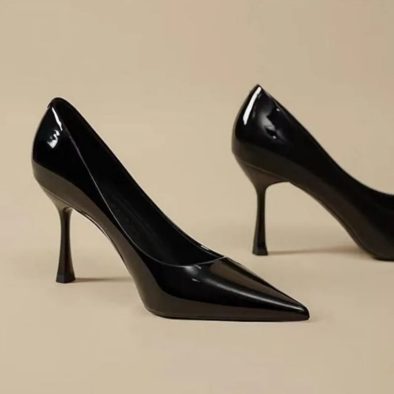 

Women's heels 2025 trend Leather Luxury Pumps Red Bottom Pointed Toe High Heels Elegant Stiletto Party Ladies Shoes Woman 12cm