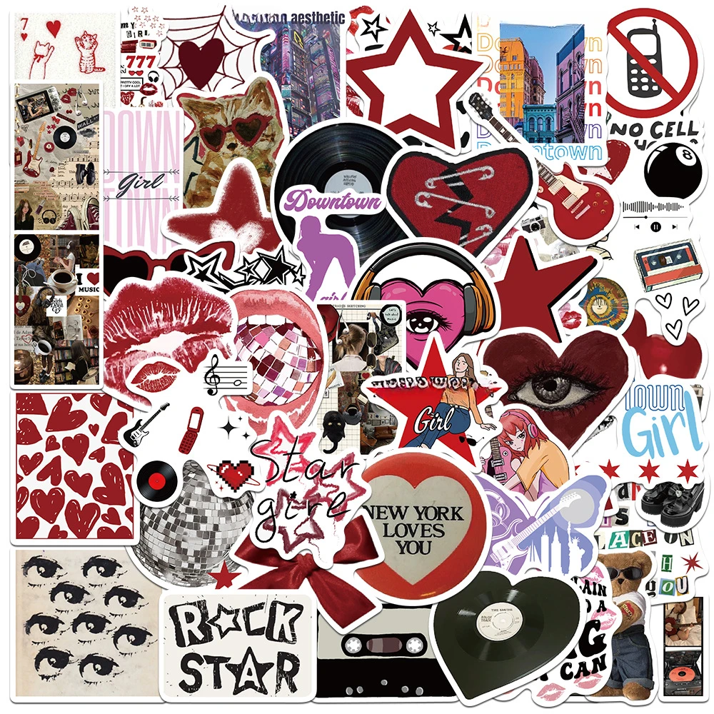 10/25/50pcs 90s Music Girls Graffiti Stickers for Laptop Luggage Guitar Skateboard Skateboard Motorcycle Helmet Water Bottle